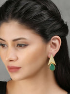 Joban Fashion Women Green Stone Matte Gold Earrings | Grocsy