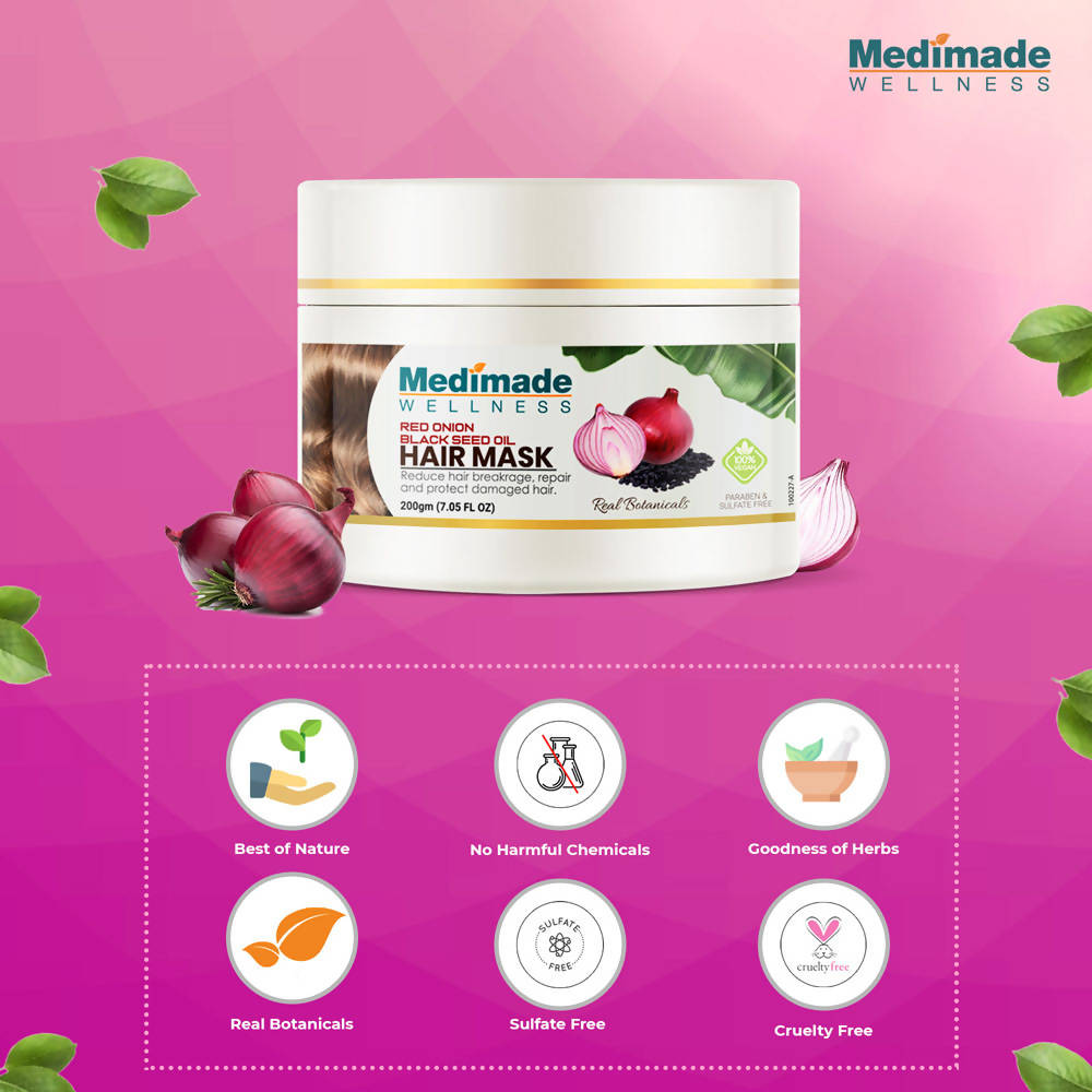 Medimade Wellness Red Onion & Black Seed Oil Hair Mask | Grocsy