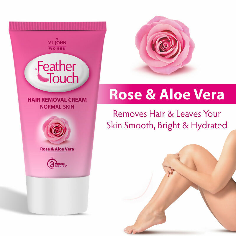 VI-JOHN Feather Touch Rose & Aloevera Hair Removal Cream for Women for Normal Skin, Suitable for Legs, Underarms, Bikini Line, Arms | Grocsy