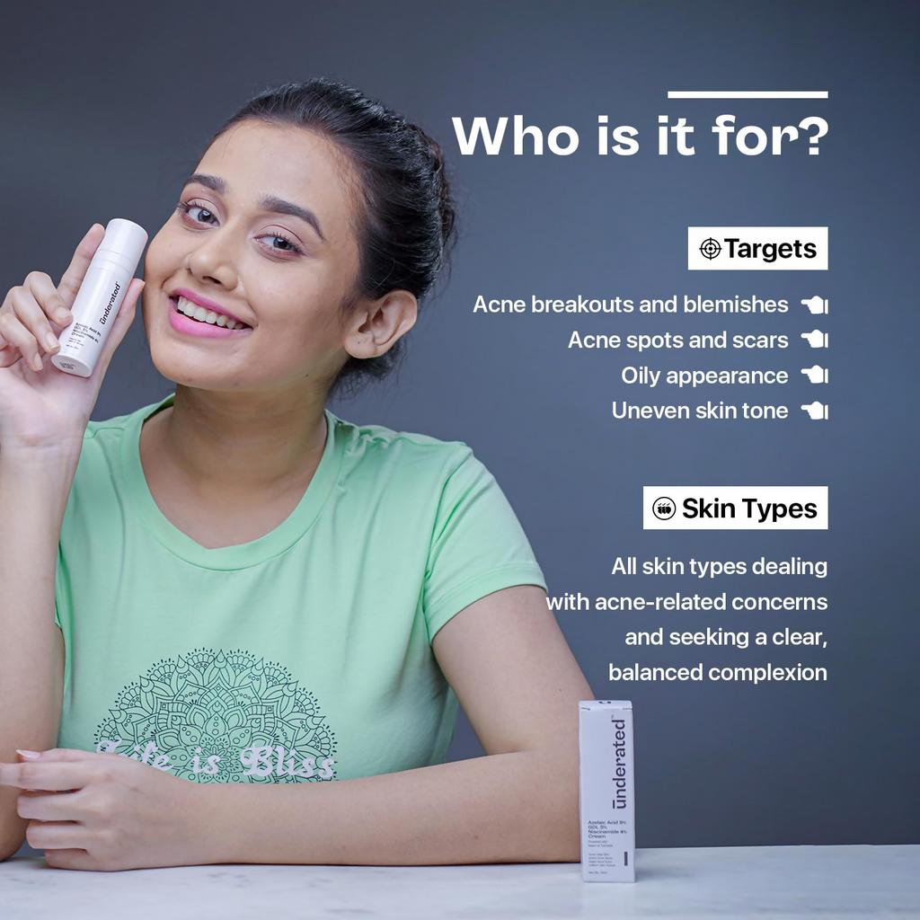Underated Azelaic Acid 9% Gdl 5% Niacinamide 4% Cream Powered With Neem And Turmeric | Grocsy