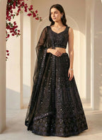 Lehenga Mart Black Net Designer Bollywood Style Wedding Wear Lehenga Choli | Grocsy
