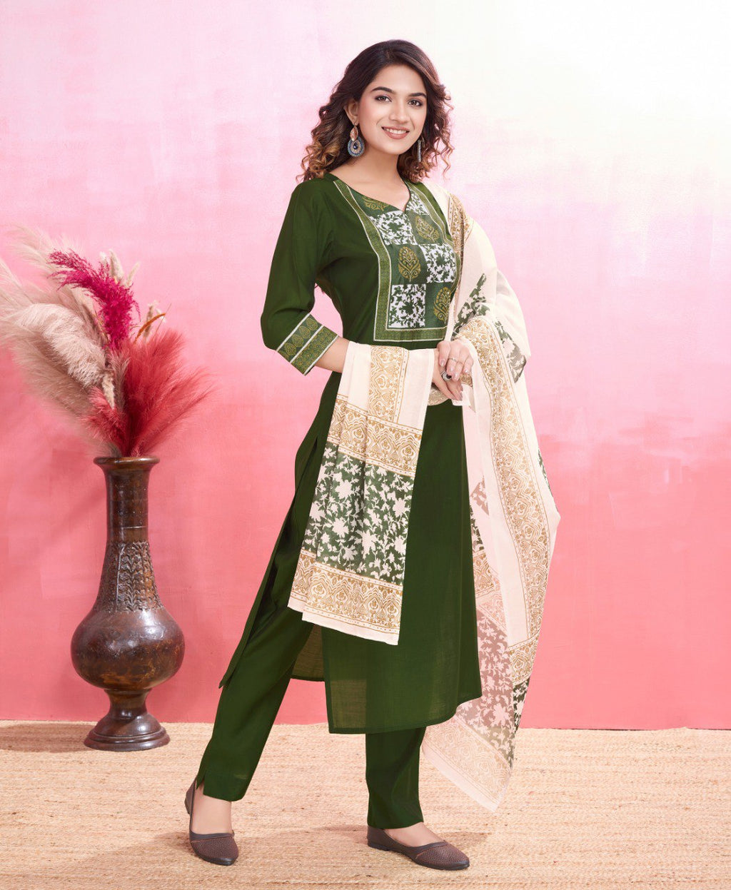 Prazu Fashion Mahendi Viscose Silk Printed Kurta Set | Grocsy