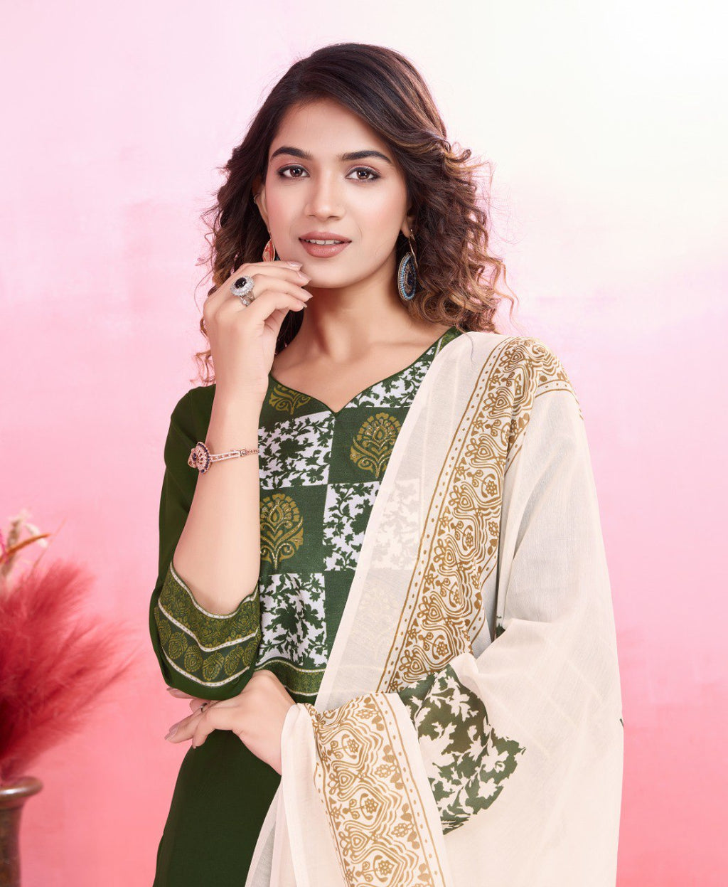 Prazu Fashion Mahendi Viscose Silk Printed Kurta Set | Grocsy