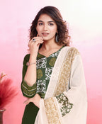 Prazu Fashion Mahendi Viscose Silk Printed Kurta Set | Grocsy