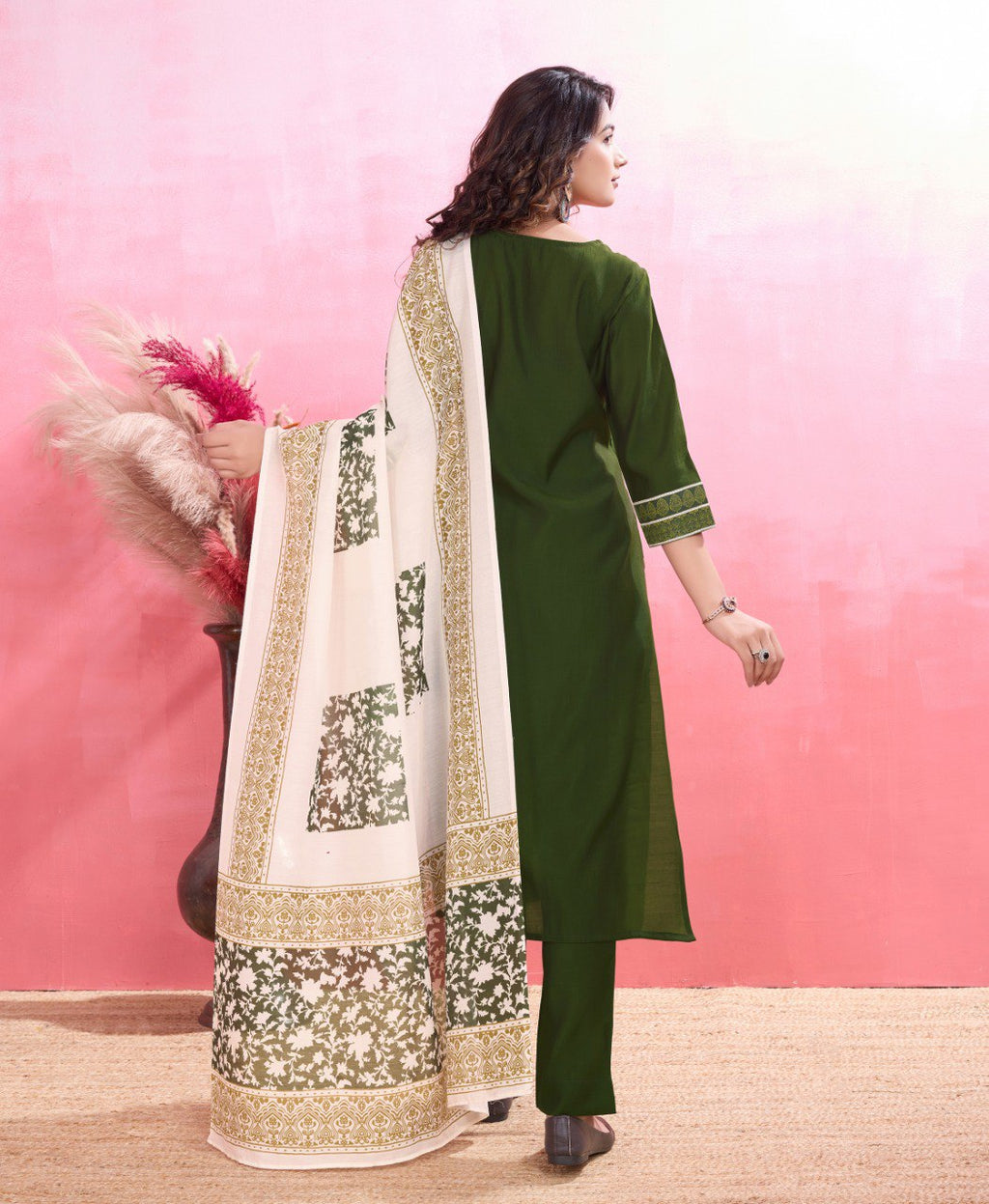 Prazu Fashion Mahendi Viscose Silk Printed Kurta Set | Grocsy