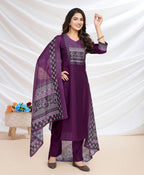 Prazu Fashion Purple Viscose Silk Printed Kurta Set | Grocsy