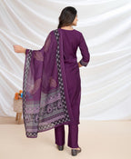 Prazu Fashion Purple Viscose Silk Printed Kurta Set | Grocsy
