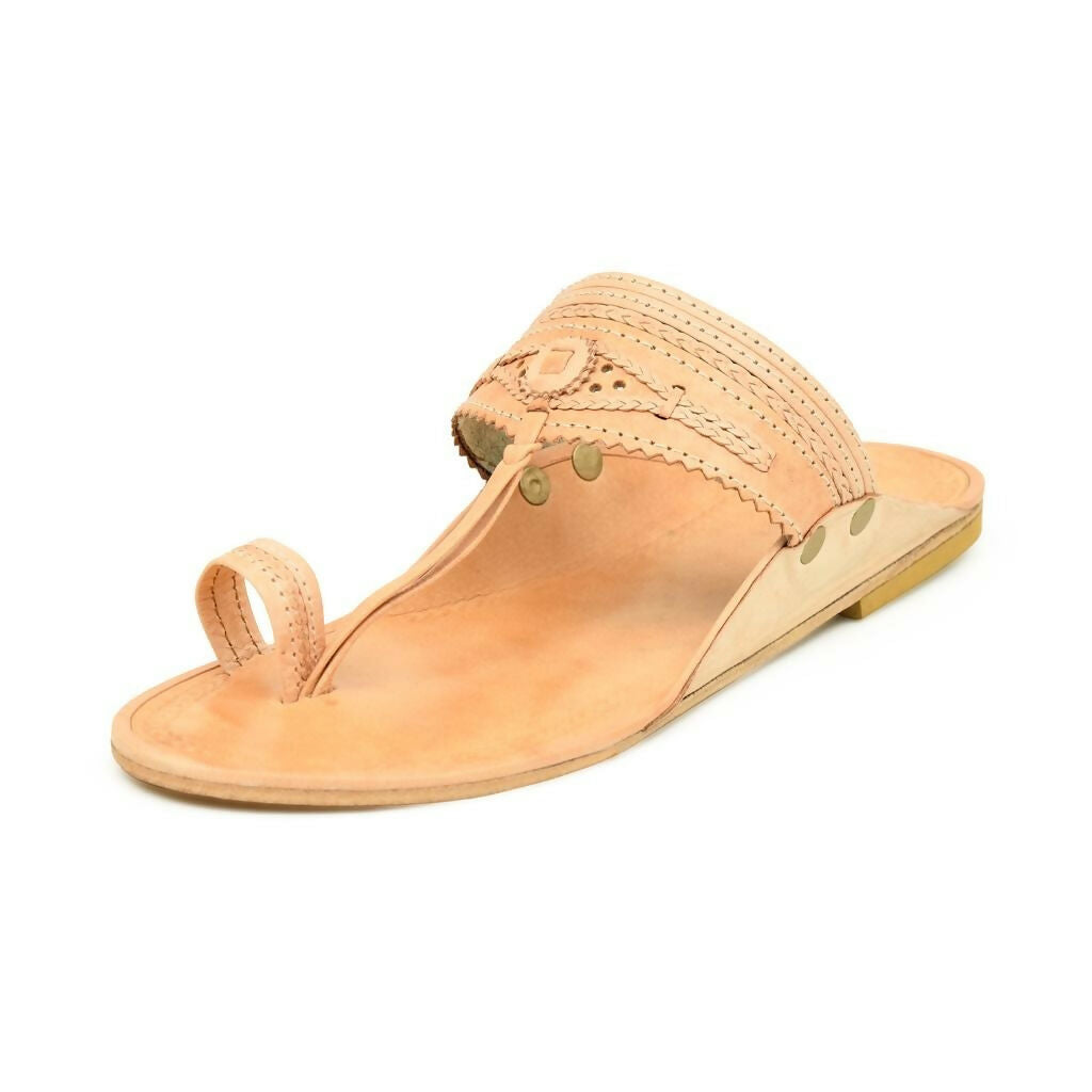 Stepsoft Men'S Natural Kolhapuri Chappal | Handcrafted Ethnic Slip-On Leather Footwear | Grocsy