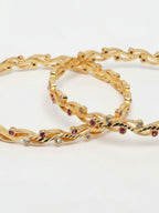 NVR Women Set of 2 Gold Plated CZ Stone Bangle | Grocsy
