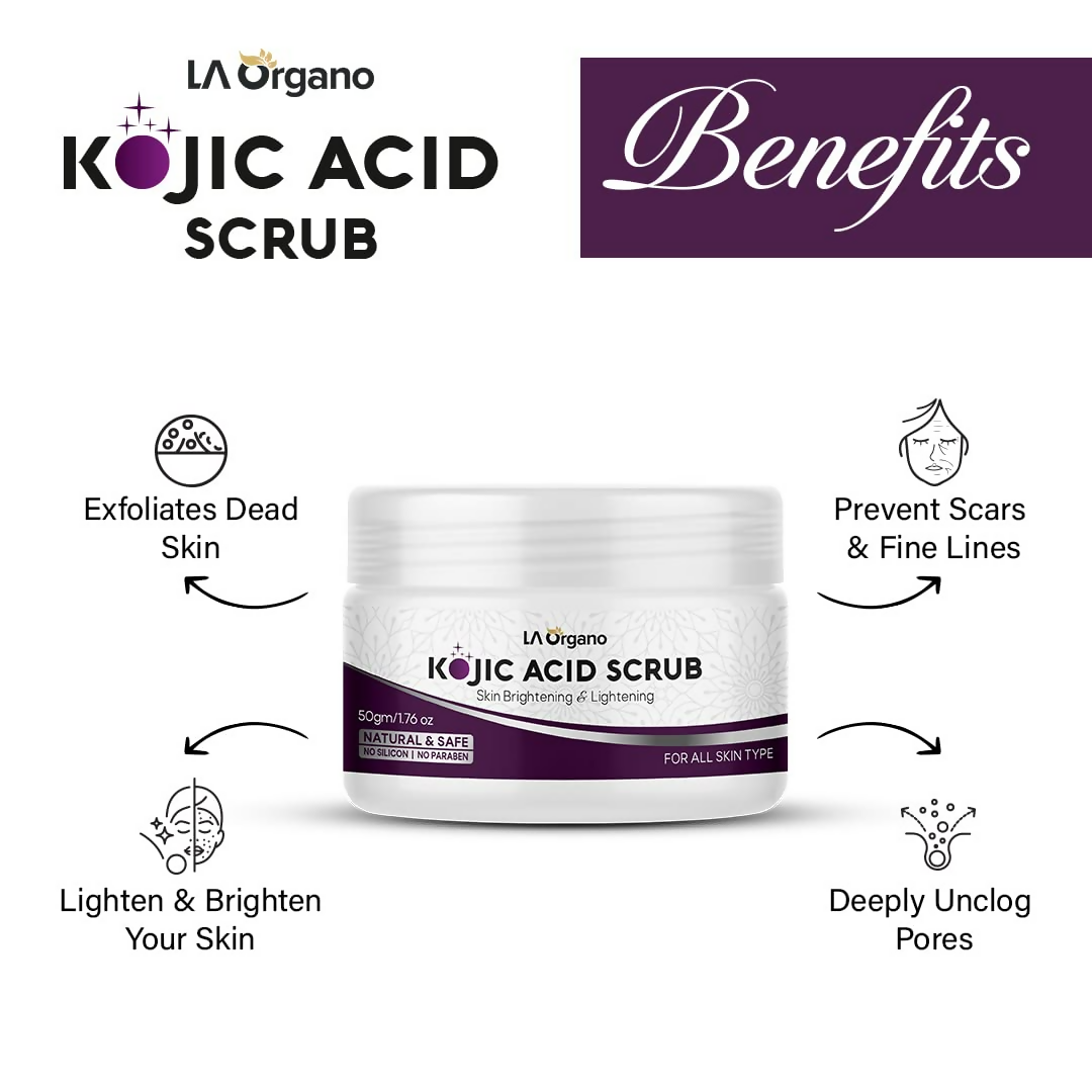 LA Organo 1% Kojic Acid Skin Lightening & Brightening Face & Body Scrub | Grocsy