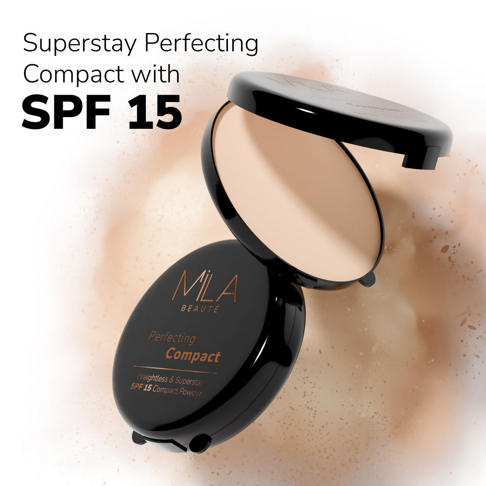 Mila Beaute Superstay Natural Matte Finish Perfecting Compact Powder with SPF 15 - Pure Beige | Grocsy