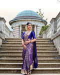 DEIANA'S Beautiful Designer Golden zari Soft Lichi Silk Saree - Blue | Grocsy