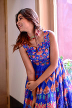 Casual Designer Blue Cotton Silk Gown - Anbazaar | Grocsy