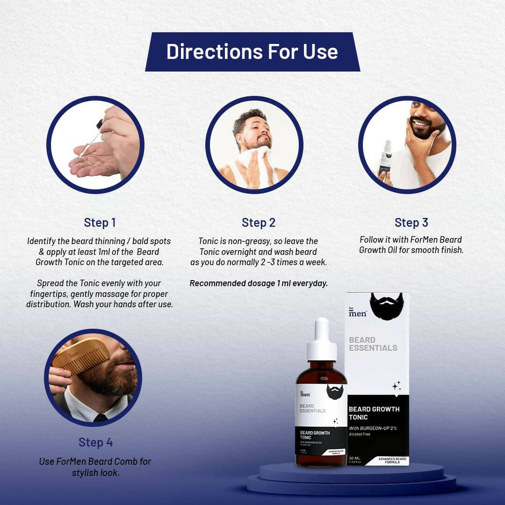 ForMen Beard Growth Tonic with 5% Minoxidil & 2% Burgeon Up | Grocsy