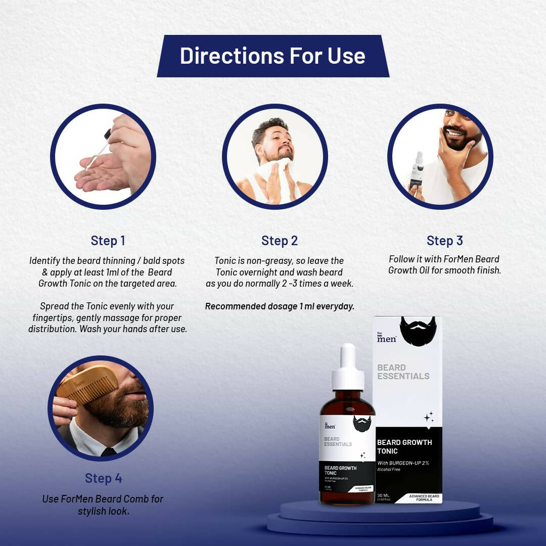 ForMen Beard Growth Tonic with 5% Minoxidil & 2% Burgeon Up | Grocsy
