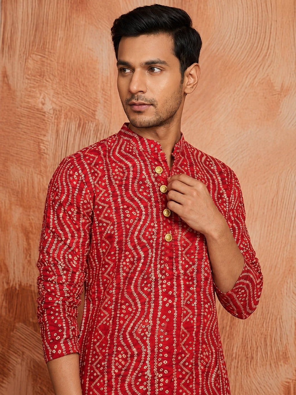 MULTI SHADES Men's Red Rayon Kurta Set | Grocsy