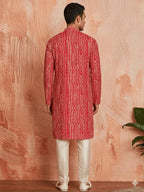 MULTI SHADES Men's Red Rayon Kurta Set | Grocsy