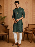MULTI SHADES Men's Green Rayon Kurta | Grocsy
