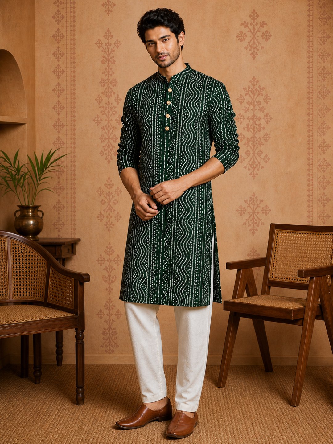 MULTI SHADES Men's Green Rayon Kurta | Grocsy