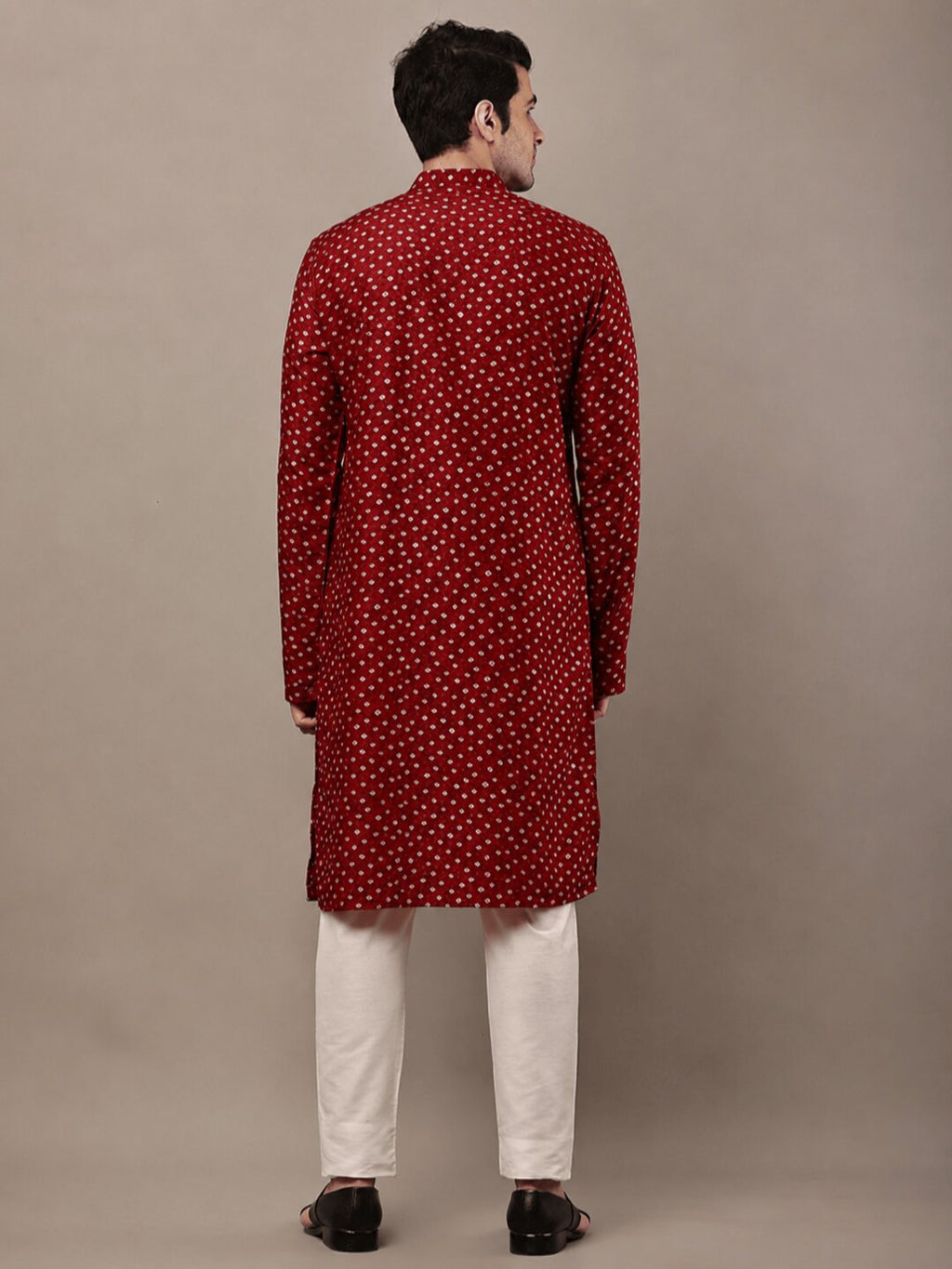 MULTI SHADES Men’s Red Printed Ethnic Kurta | Grocsy