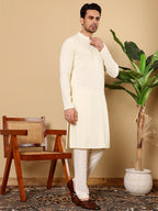 MULTI SHADES Men's Rayon Silk Straight Classic White Chikankari Kurta,Off White Solid Trouser Style Churidar | Grocsy
