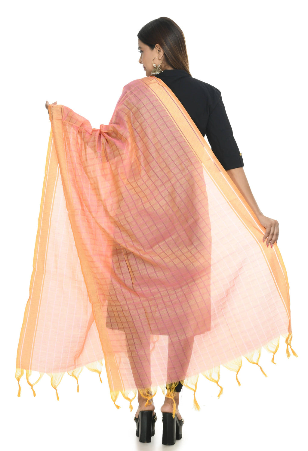 Mominos Fashion Moeza Handloom Cotton Peach Dupatta | Grocsy