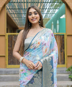 Vamsee Dhruvini Blue Georgette Saree | Grocsy