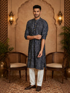 MULTI SHADES Men's Navy Blue Rayon Kurta | Grocsy