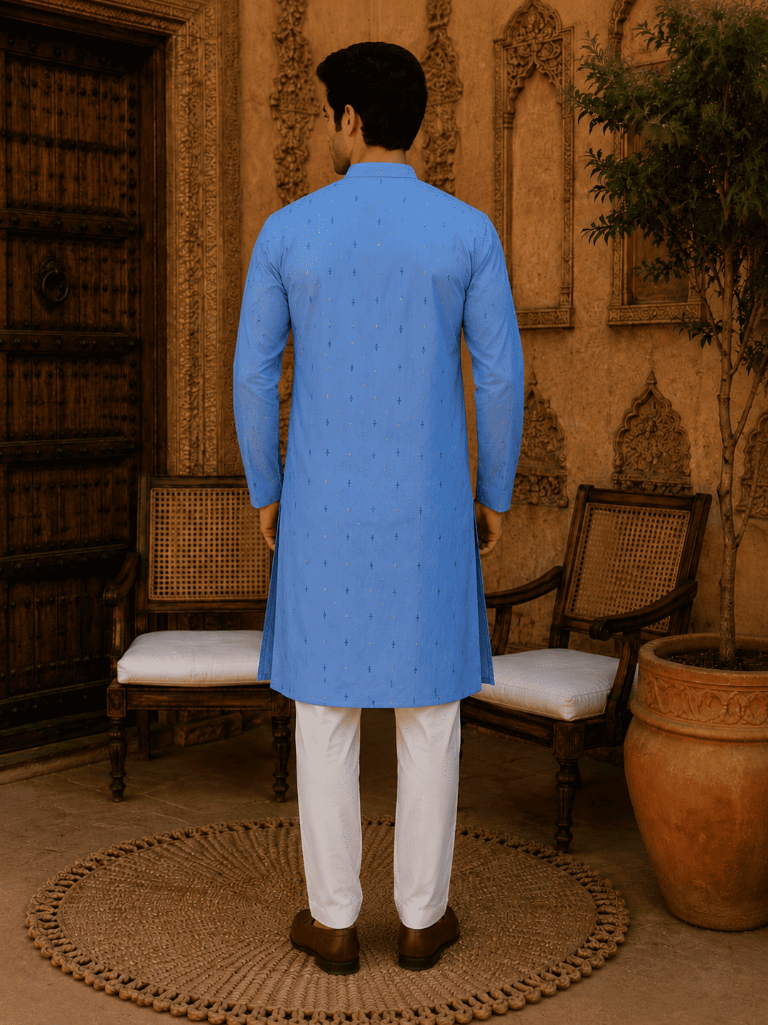 MULTI SHADES Sky Blue Ethnic Printed Kurta | Grocsy