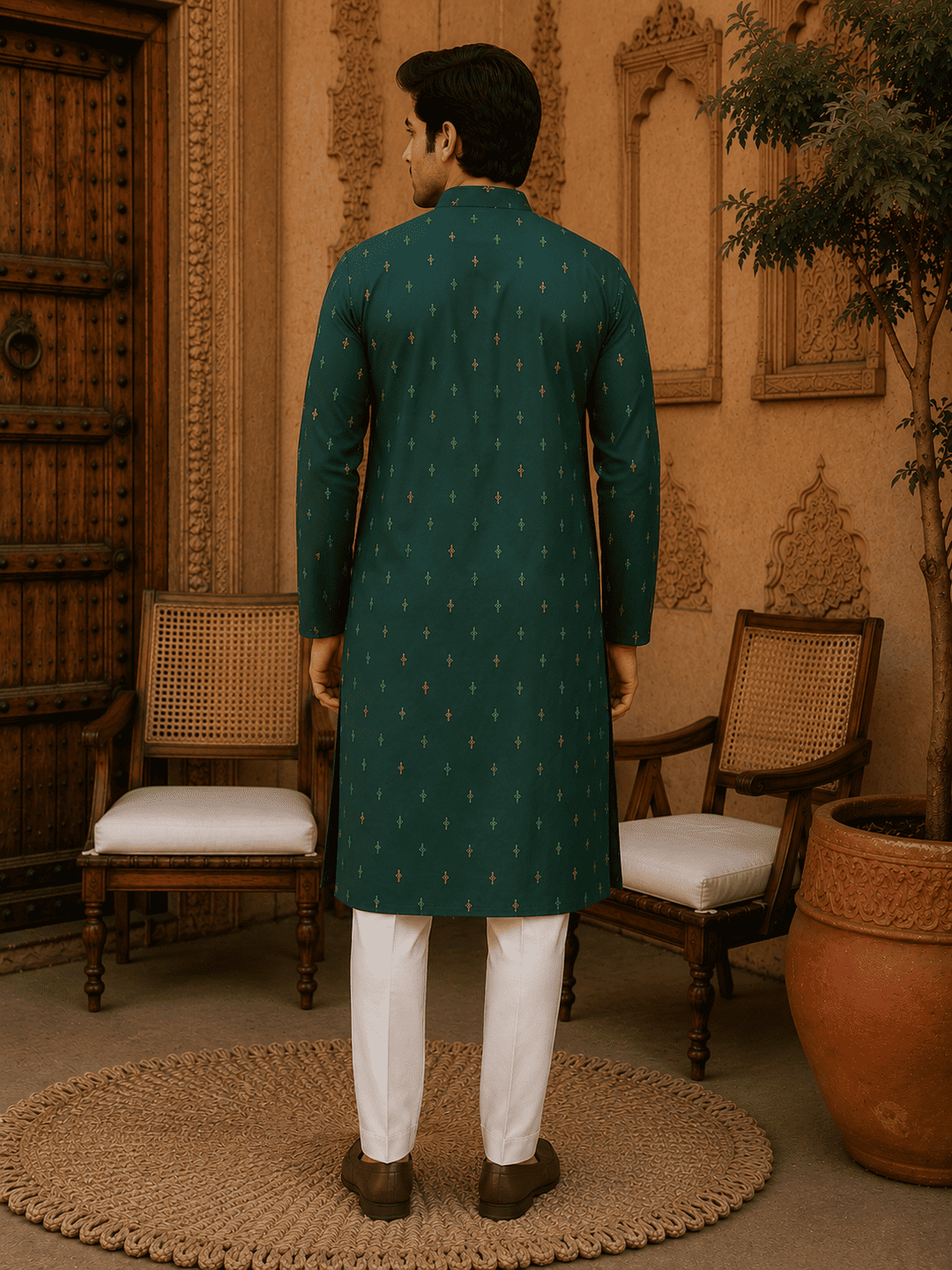 MULTI SHADES Green Ethnic Printed Kurta | Grocsy