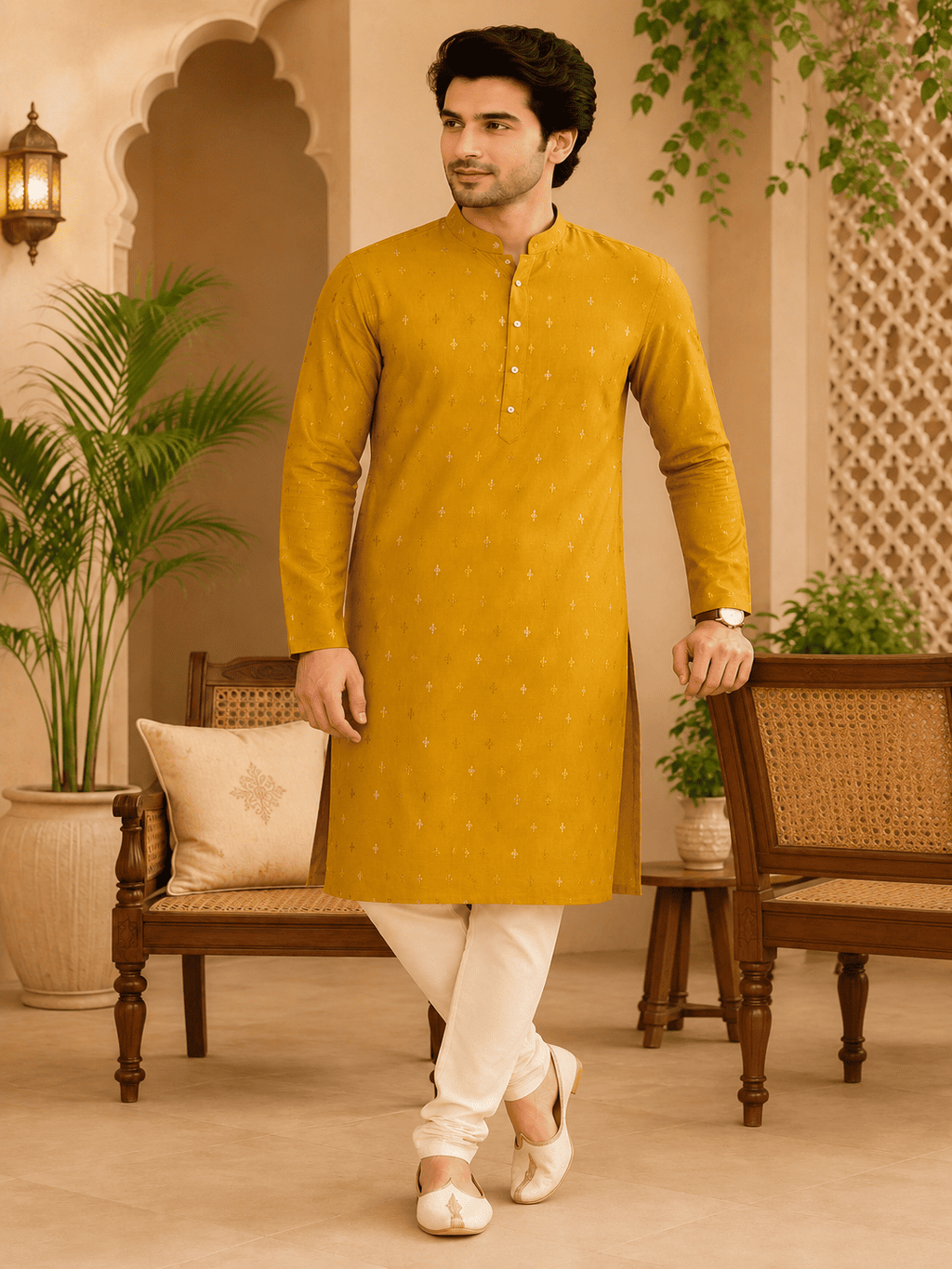 MULTI SHADES Yellow Ethnic Printed Kurta | Grocsy