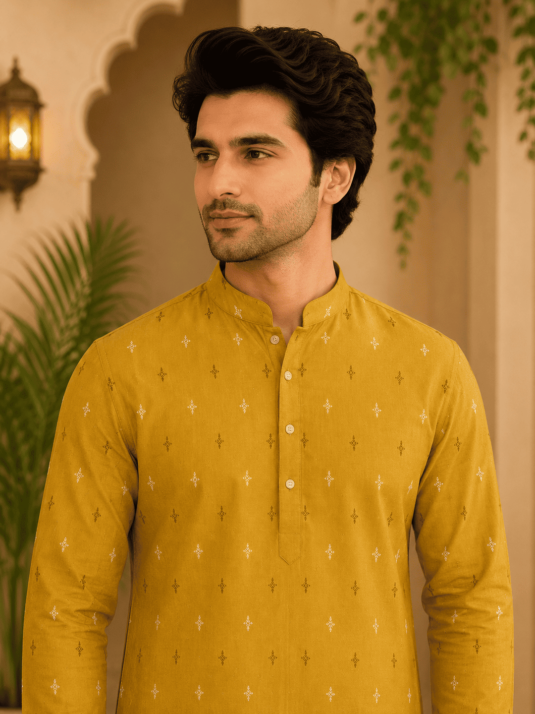MULTI SHADES Yellow Ethnic Printed Kurta | Grocsy