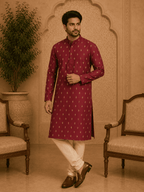 MULTI SHADES Maroon Ethnic Printed Kurta | Grocsy