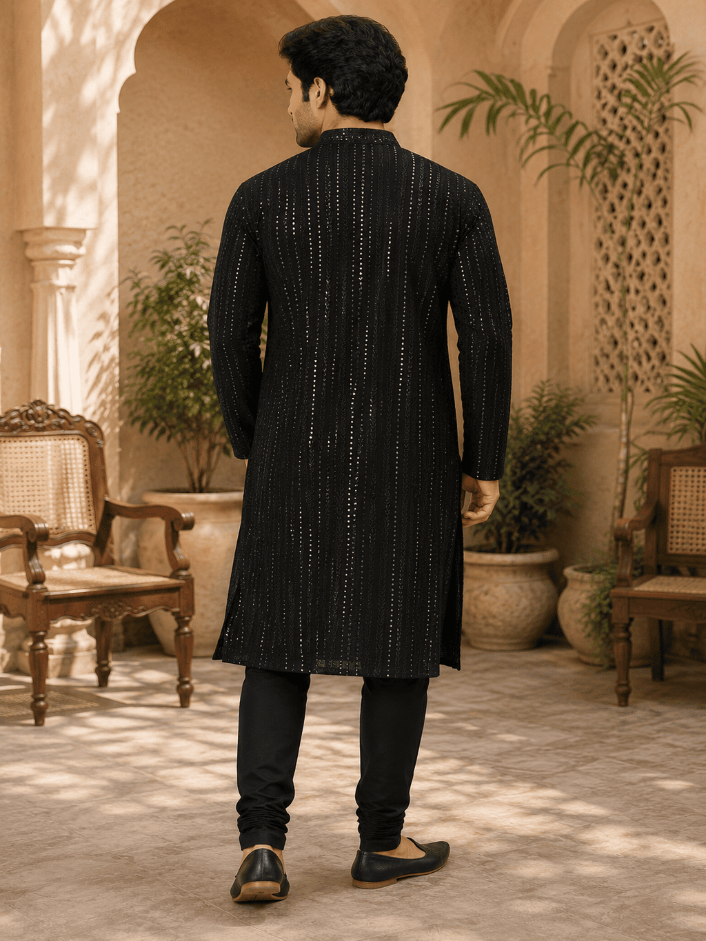 MULTI SHADES Midnight Luxe Black Embellished Kurta Set | Grocsy