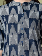 Myshka Women's Cotton Printed A-Line Kurta in Navy Blue Color | Grocsy