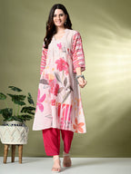 Myshka Women's Hakoba Printed A-Line Kurta in Off White Color | Grocsy