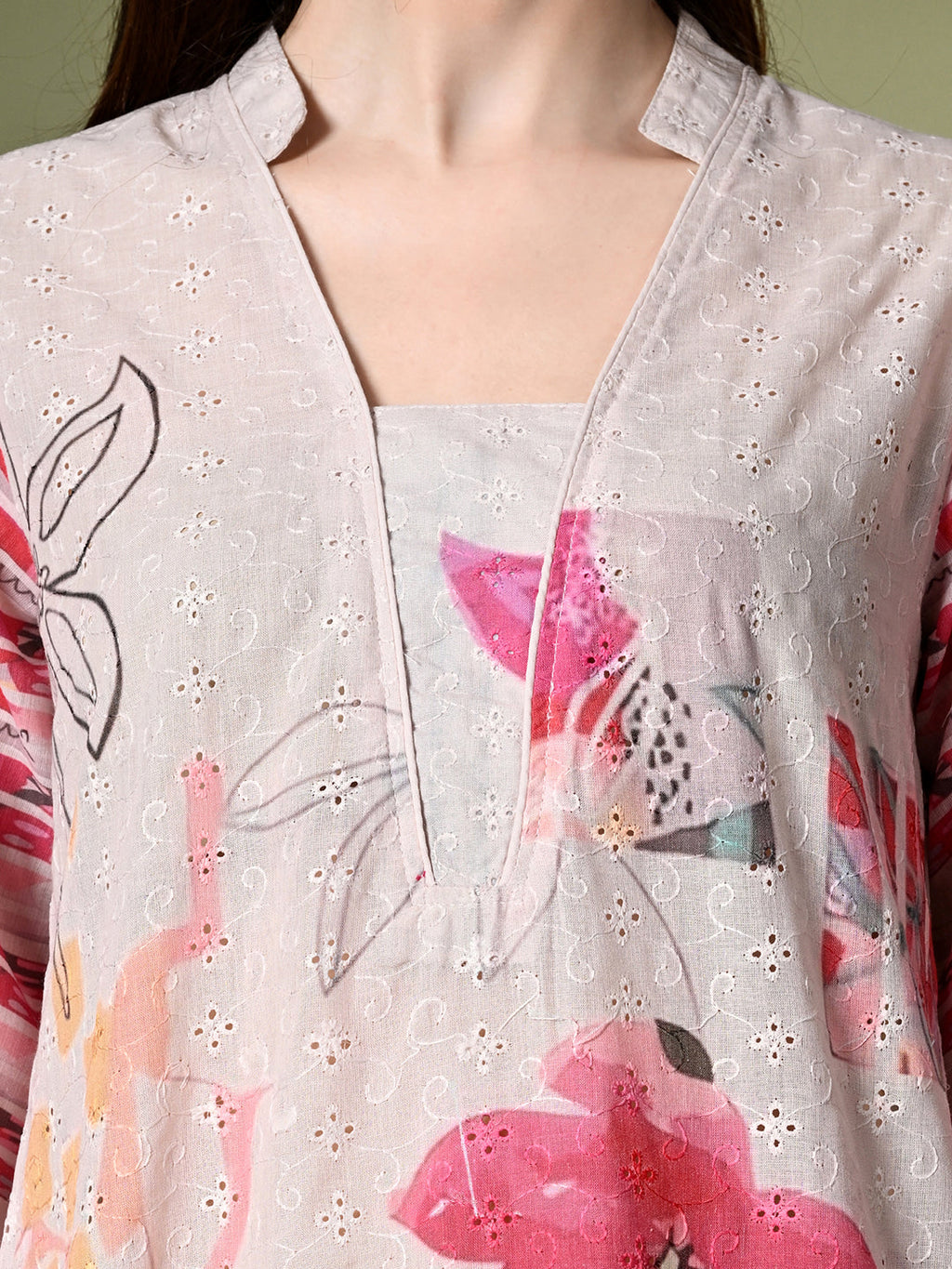 Myshka Women's Hakoba Printed A-Line Kurta in Off White Color | Grocsy