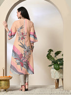 Myshka Women's Hakoba Printed A-Line Kurta in Yellow Color | Grocsy