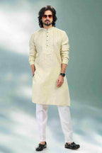 Raivat Ethnic Linen Cotton Pintux Work Kurta Pajama In Pista Green Colour | Grocsy