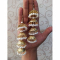 MS Fashion India Traditional Latkan Gold-Polished Bridal And Occasional Wear White Pearl Earrings | Grocsy