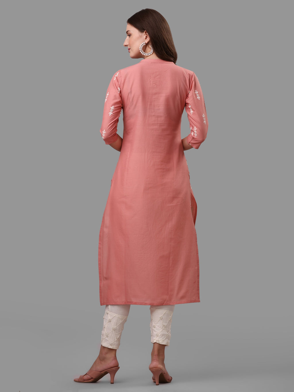Ethnic Motif& Mandarin Collar Kurta With Cotton Pant Set, Multicolor - Hiral Fashion | Grocsy