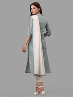 Embroidered Kurta With Pant & Dupatta Set, Multicolor - Hiral Fashion | Grocsy