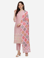 Lucknawi Embroidered Kurta With Pant & Dupatta, Multicolor - Hiral Fashion | Grocsy