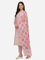 Lucknawi Embroidered Kurta With Pant & Dupatta, Multicolor - Hiral Fashion | Grocsy