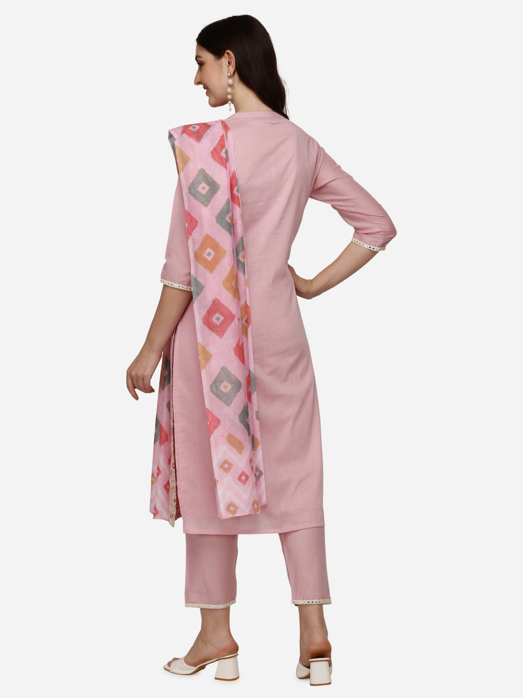 Lucknawi Embroidered Kurta With Pant & Dupatta, Multicolor - Hiral Fashion | Grocsy
