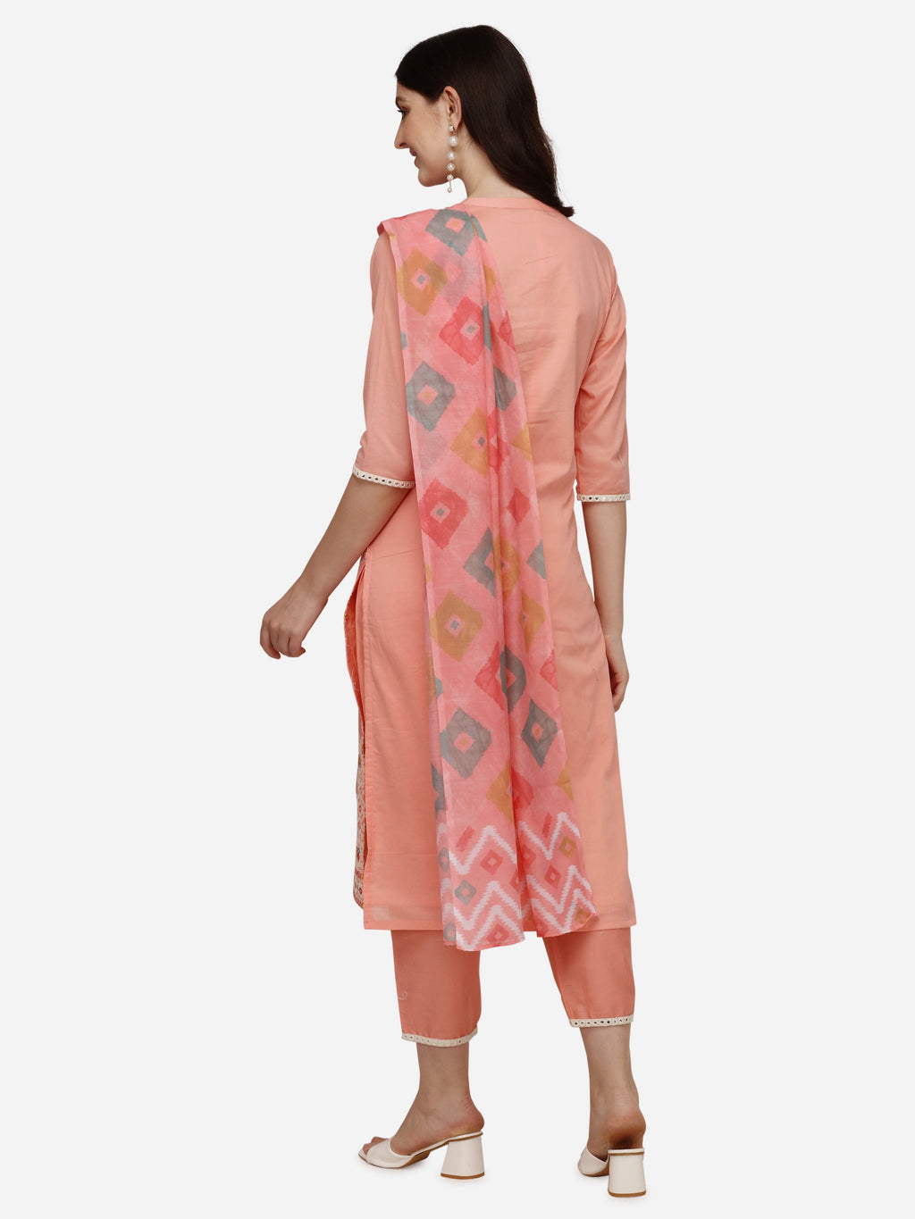 Lucknawi Embroidered Kurta With Pant & Dupatta, Multicolor - Hiral Fashion | Grocsy