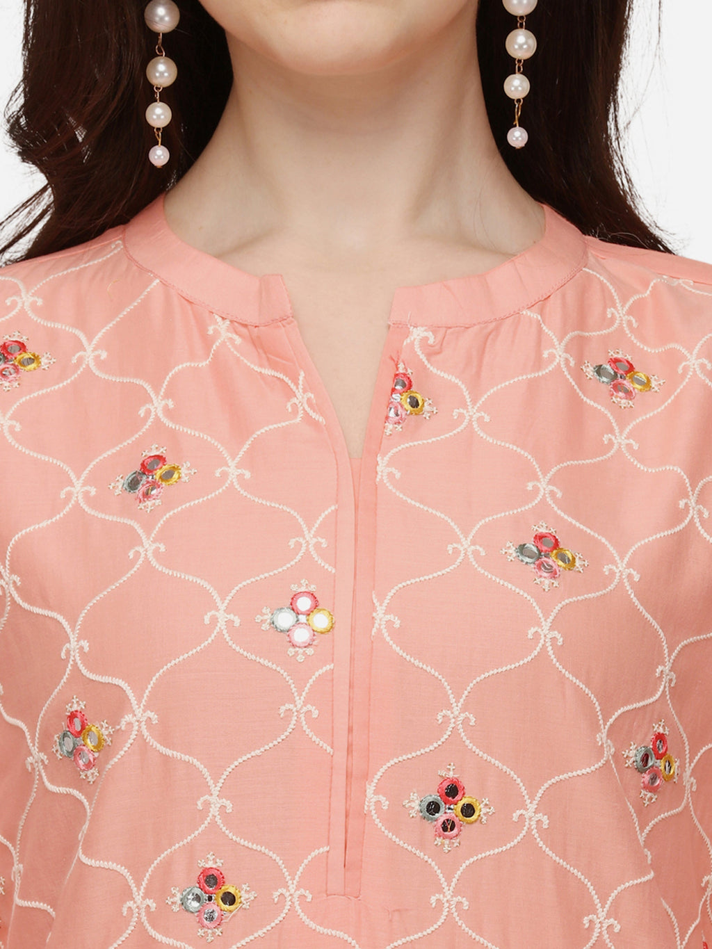 Lucknawi Embroidered Kurta With Pant & Dupatta, Multicolor - Hiral Fashion | Grocsy