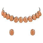 Glamorous Fashionable Eye-Catching Peach Beaded Choker and Earrings Set For Women/Girls - Wahe Jewels - Swadesiicart