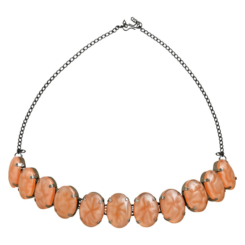 Glamorous Fashionable Eye-Catching Peach Beaded Choker and Earrings Set For Women/Girls - Wahe Jewels - Swadesiicart