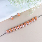 Glamorous Fashionable Eye-Catching Peach Beaded Choker and Earrings Set For Women/Girls - Wahe Jewels - Swadesiicart